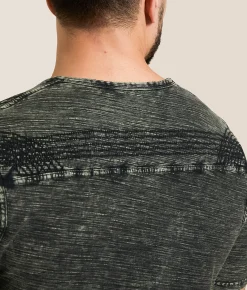 Tops | Buckle Black Split Neck T-Shirt Tea Leaf