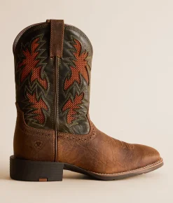 Ariat Sport Cool VentTEK Leather Cowboy Boot Buff Tan Dusty Olive Clearance