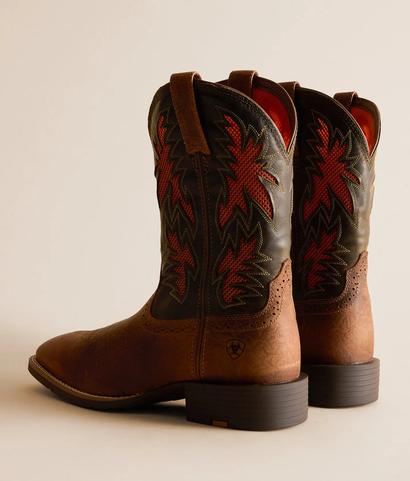 Ariat Sport Cool VentTEK Leather Cowboy Boot Buff Tan Dusty Olive Clearance