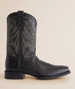 Ariat Sport Herdsman Leather Cowboy Boot Black Deertan Clearance