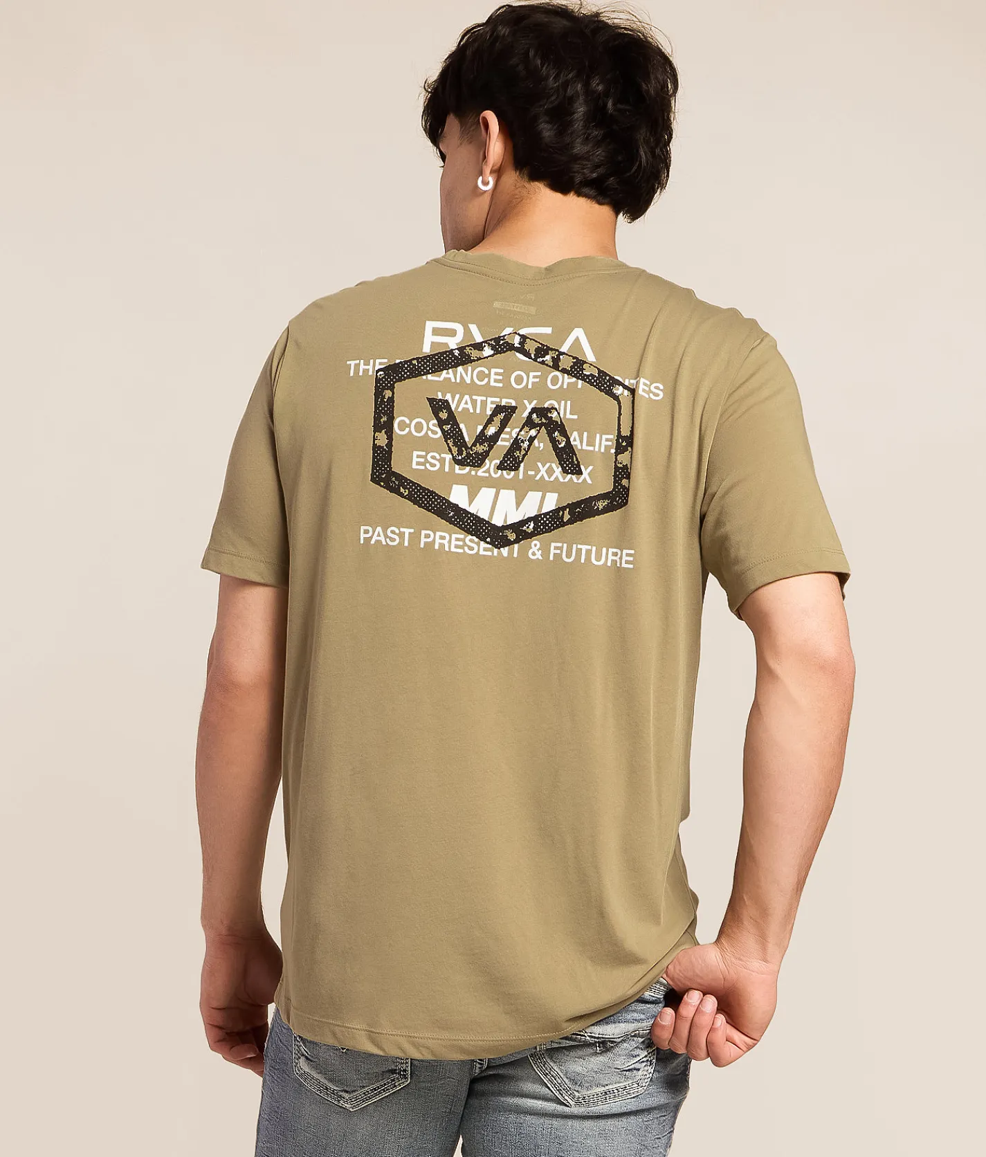 RVCA Sport Hex Over T-Shirt Covert Green New