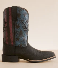 Shoes | Ariat Sporty Liberty Antler Leather Cowboy Boot Black Hippo Print Midnigh