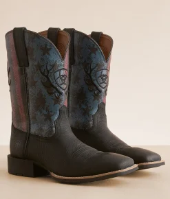 Shoes | Ariat Sporty Liberty Antler Leather Cowboy Boot Black Hippo Print Midnigh