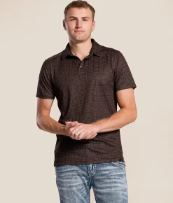 Tops | Gentry County Squared Performance Polo Black Maroon