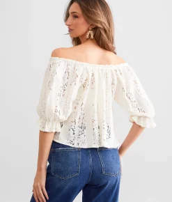 Free People Stace Lace Cropped Top Ivory Online