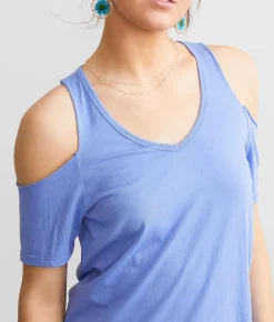 White Crow Staci Cold Shoulder Top Ocean Blue Discount