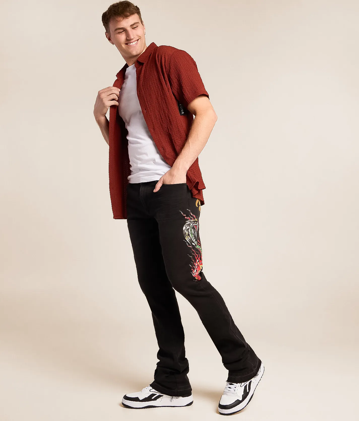 Bottoms|Jeans | Ed Hardy Stacked Boot Stretch Jean Cobra Flame