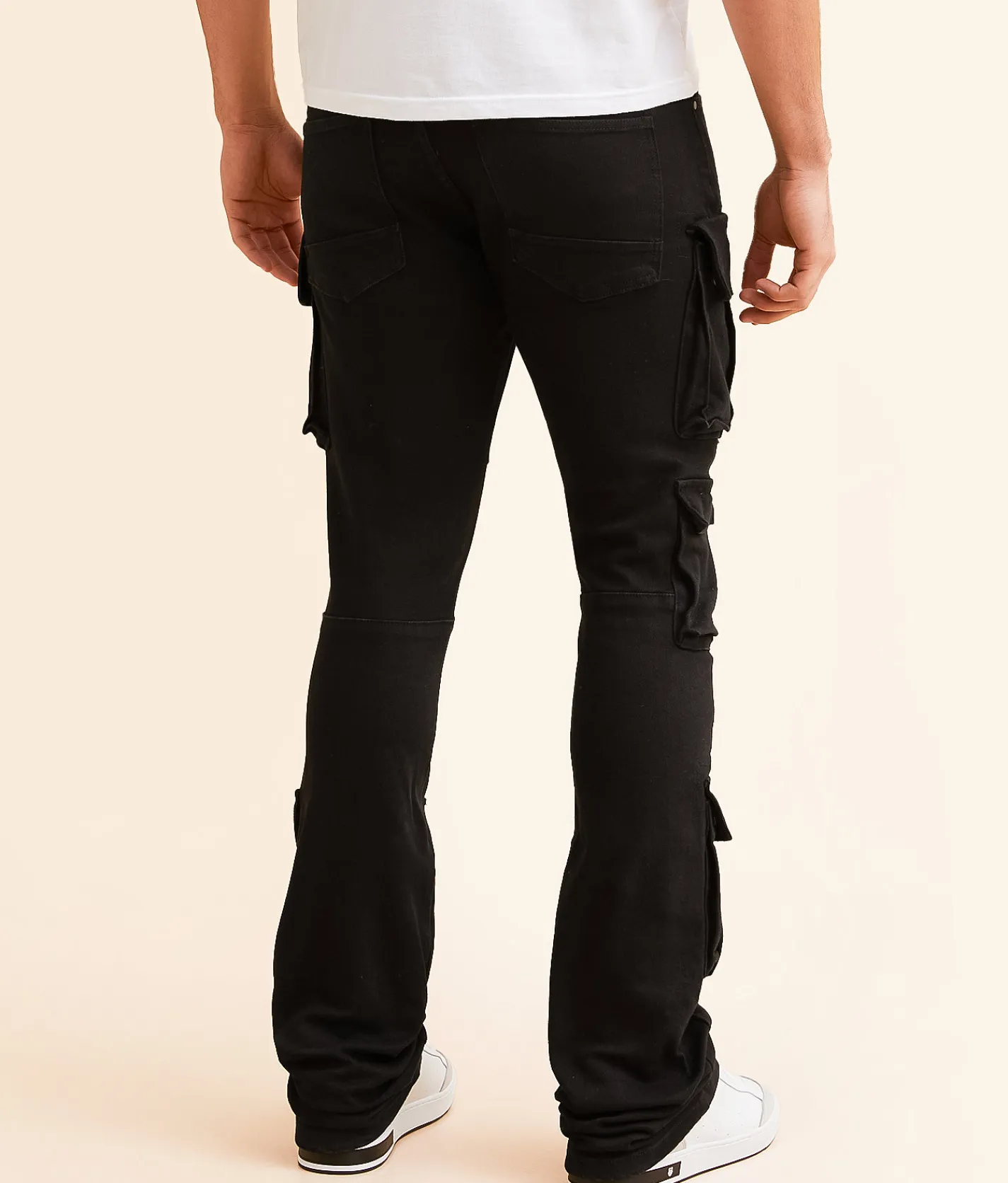Bottoms|Jeans | Smoke Rise® Stacked Cargo Flare Stretch Jean Black