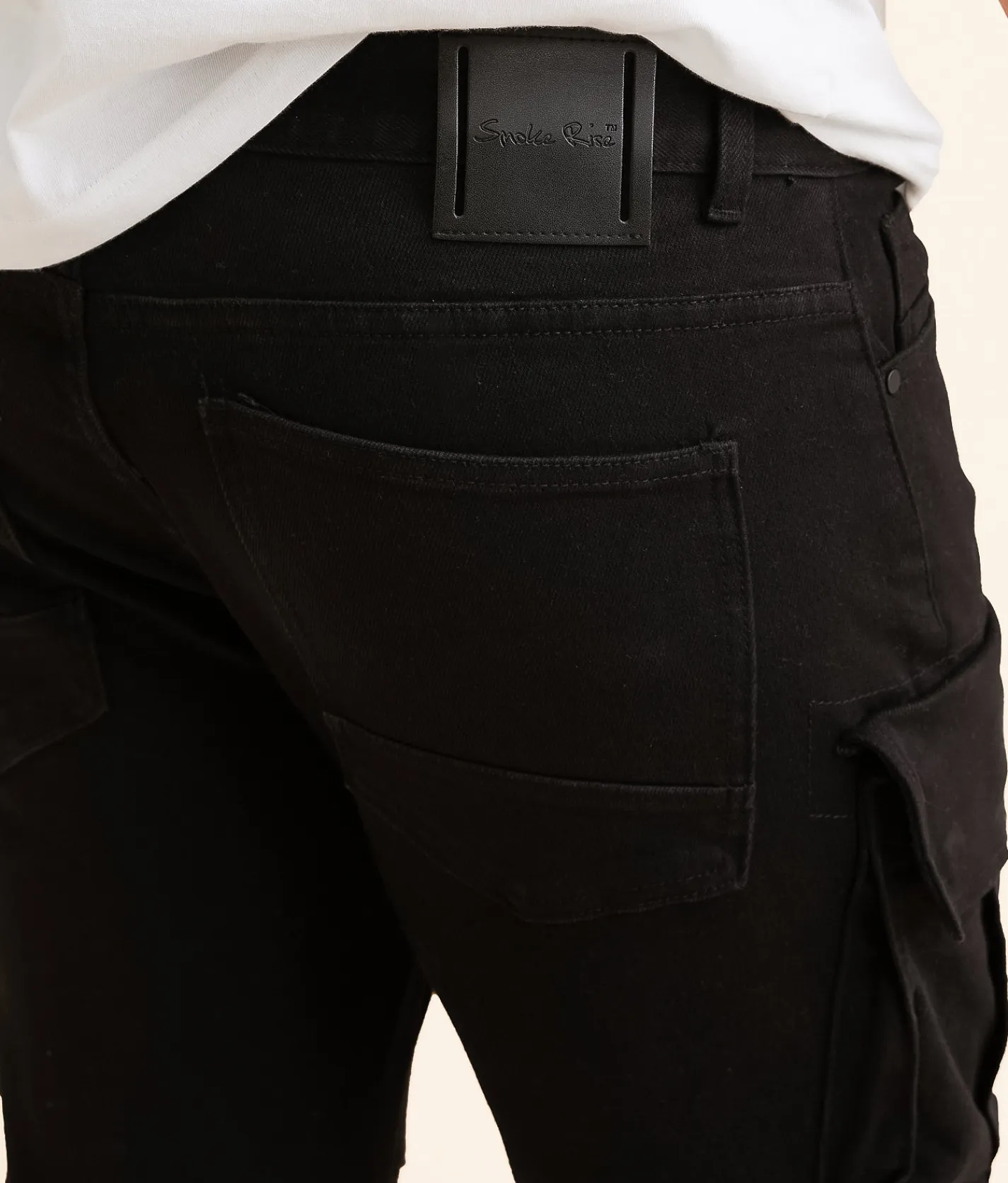 Bottoms|Jeans | Smoke Rise® Stacked Cargo Flare Stretch Jean Black