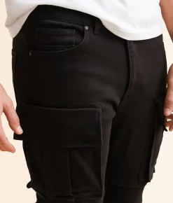 Bottoms|Jeans | Smoke Rise® Stacked Cargo Flare Stretch Jean Black