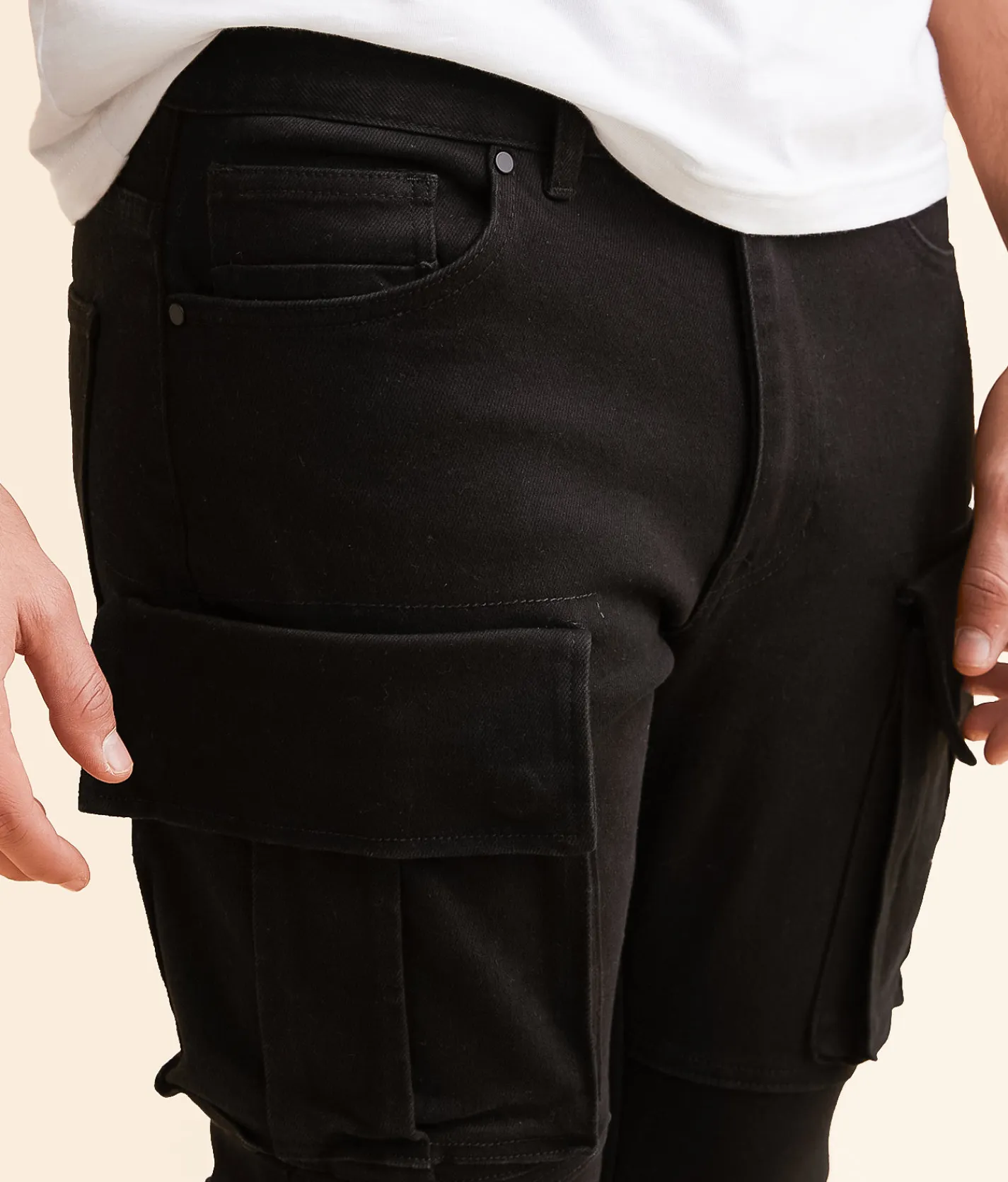 Bottoms|Jeans | Smoke Rise® Stacked Cargo Flare Stretch Jean Black