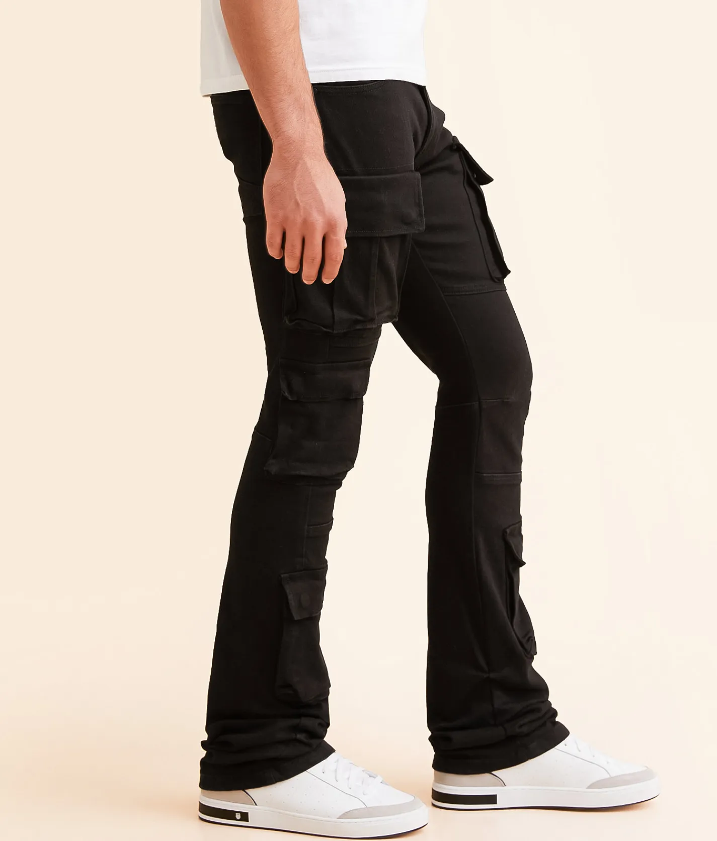 Bottoms|Jeans | Smoke Rise® Stacked Cargo Flare Stretch Jean Black