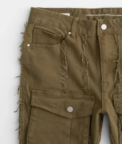 First Row® Stacked Cargo Stretch Jean Olive Hot
