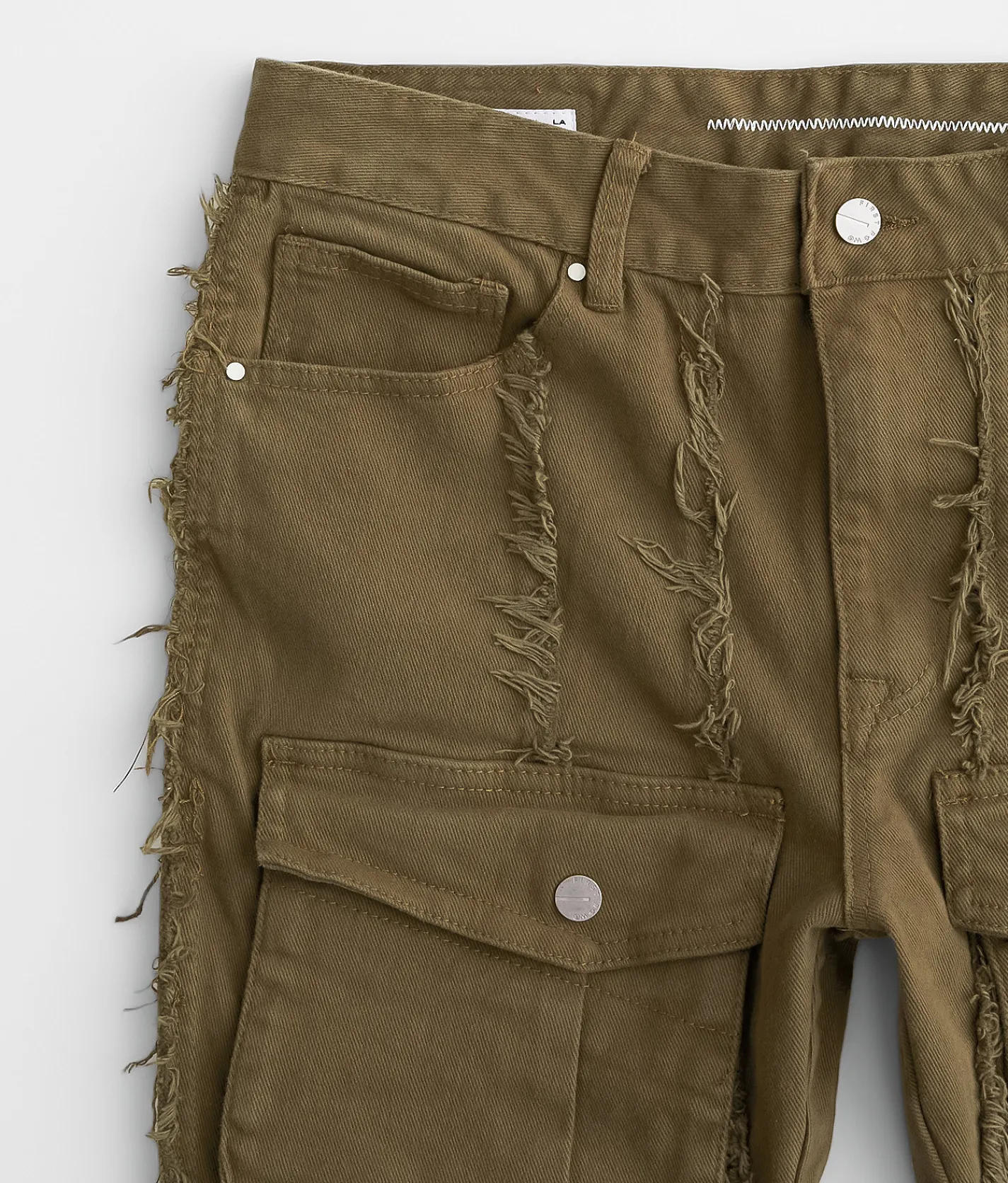 First Row® Stacked Cargo Stretch Jean Olive Hot