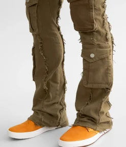 First Row® Stacked Cargo Stretch Jean Olive Hot
