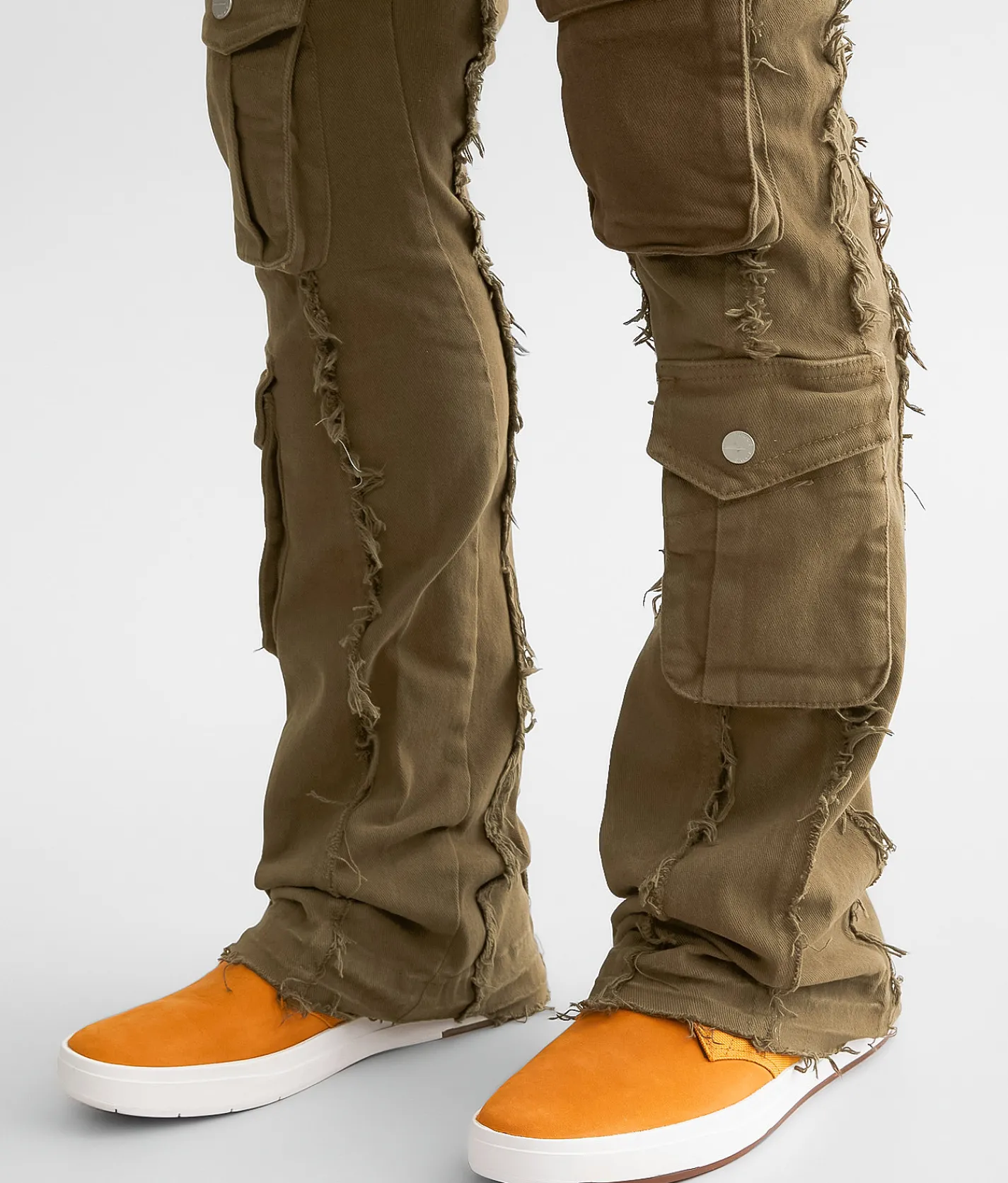 First Row® Stacked Cargo Stretch Jean Olive Hot