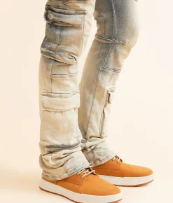 Smoke Rise® Stacked Flare Stretch Jean Ombre Blue Hot