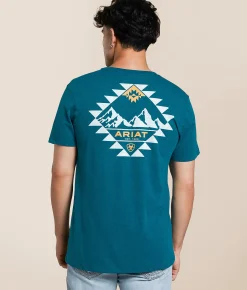Ariat Stacked Mesa Window T-Shirt Cyan Black Heather Hot