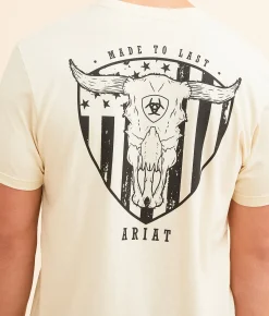 Ariat Stacked Skull America T-Shirt Wood Ash Outlet