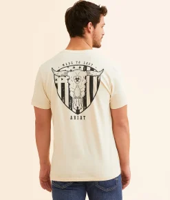 Ariat Stacked Skull America T-Shirt Wood Ash Outlet