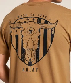 Ariat Stacked Skull T-Shirt Tobacco Brown New