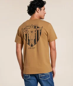 Ariat Stacked Skull T-Shirt Tobacco Brown New