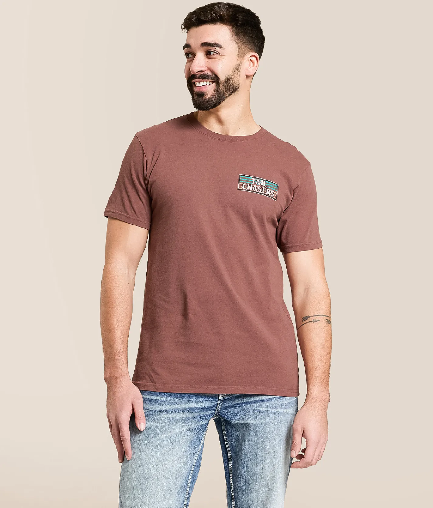 Tail Chasers Club Stacking Ducks T-Shirt Marron Pigment Dye Clearance