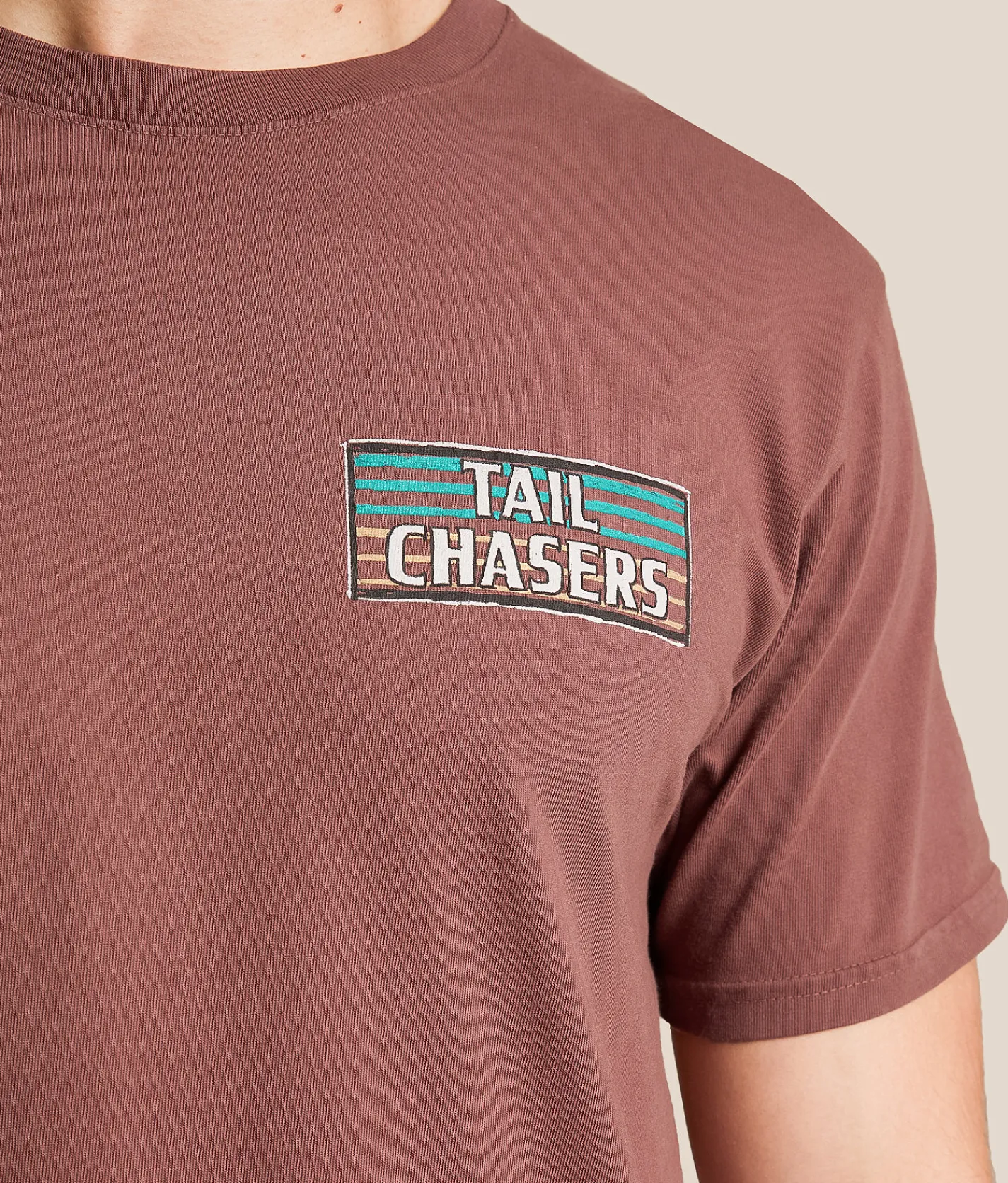 Tail Chasers Club Stacking Ducks T-Shirt Marron Pigment Dye Clearance