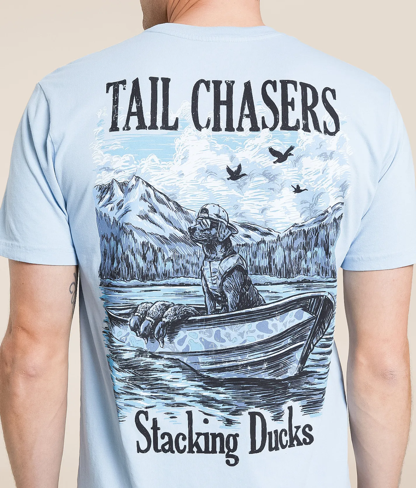 Tail Chasers Club Stacking Ducks T-Shirt Chambray Hot