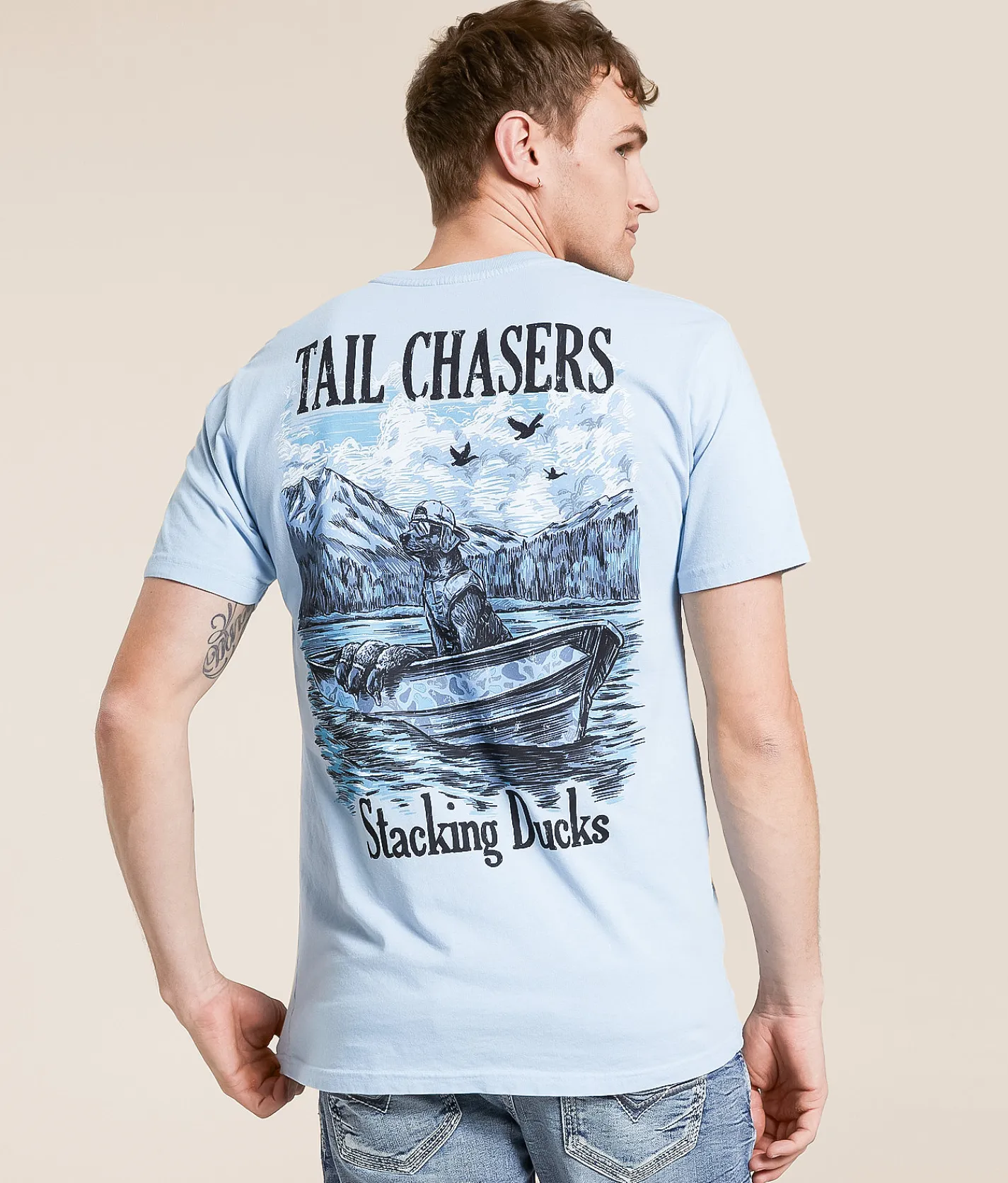 Tail Chasers Club Stacking Ducks T-Shirt Chambray Hot