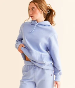 Tops|Activewear | Champion® Stadium Reverse Weave® Hooded Sweatshirt Washed Pewter Blue