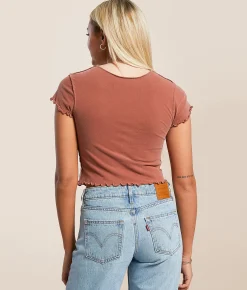 Tops | Affliction Stainglass Baby Cropped T-Shirt Picante Pigment Dye