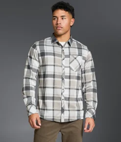 Tops | Outpost Makers Standard Flannel Shirt White Tan