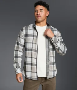 Tops | Outpost Makers Standard Flannel Shirt White Tan