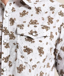 Gentry County Standard Floral Shirt White Brown New