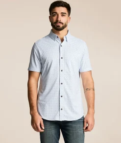 J.B. Holt Standard Performance Knit Shirt White Light Blue Sale