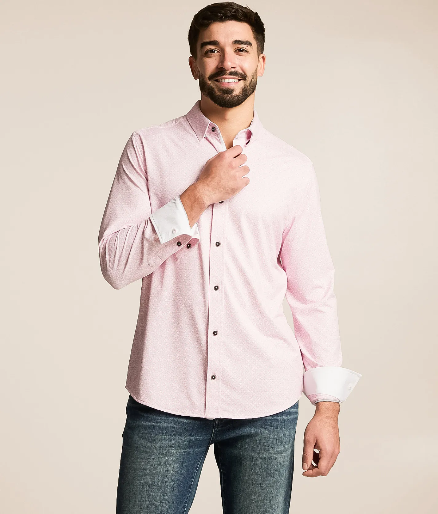 J.B. Holt Standard Performance Knit Shirt White Coral Best