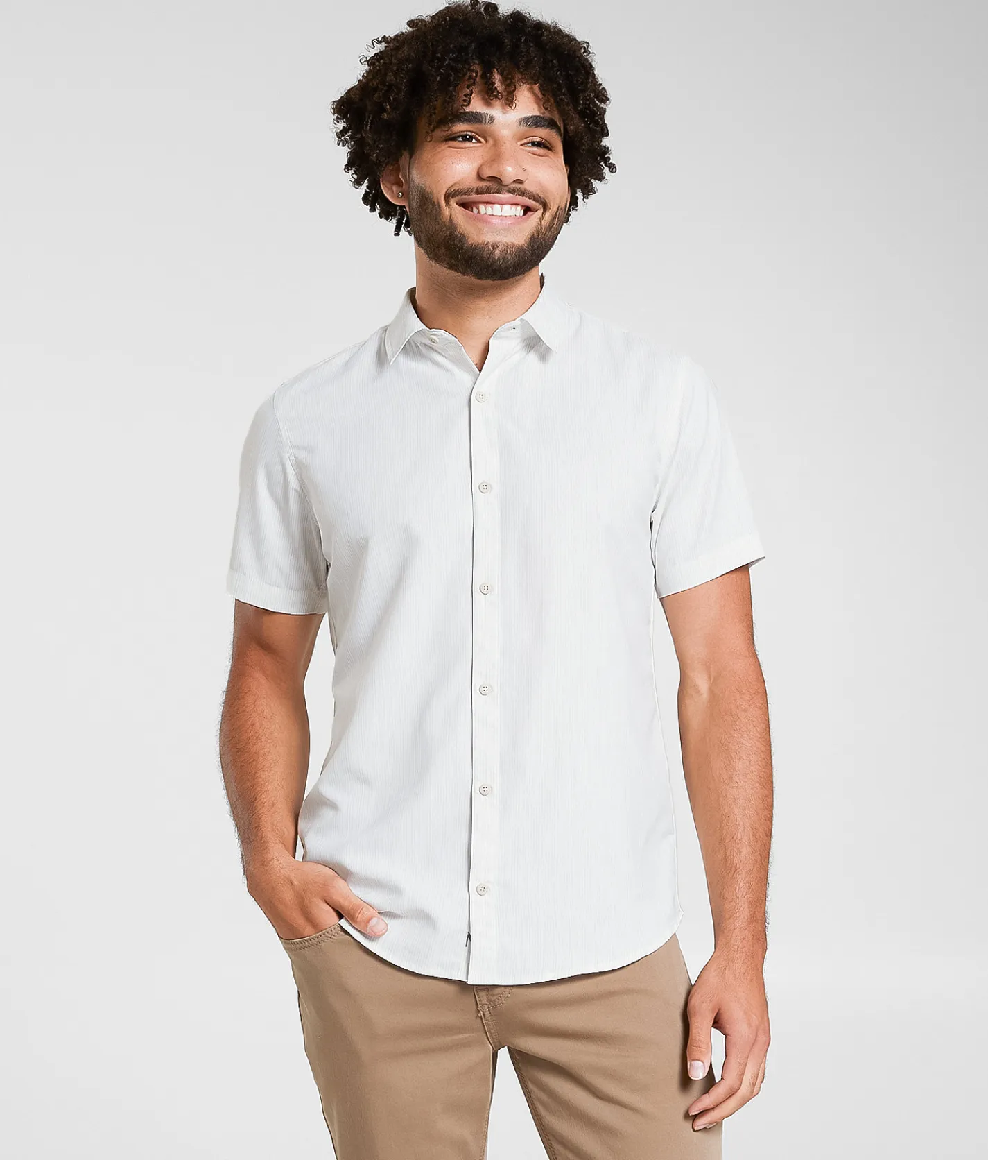 Maven Co-op Standard Performance Shirt White Tan New