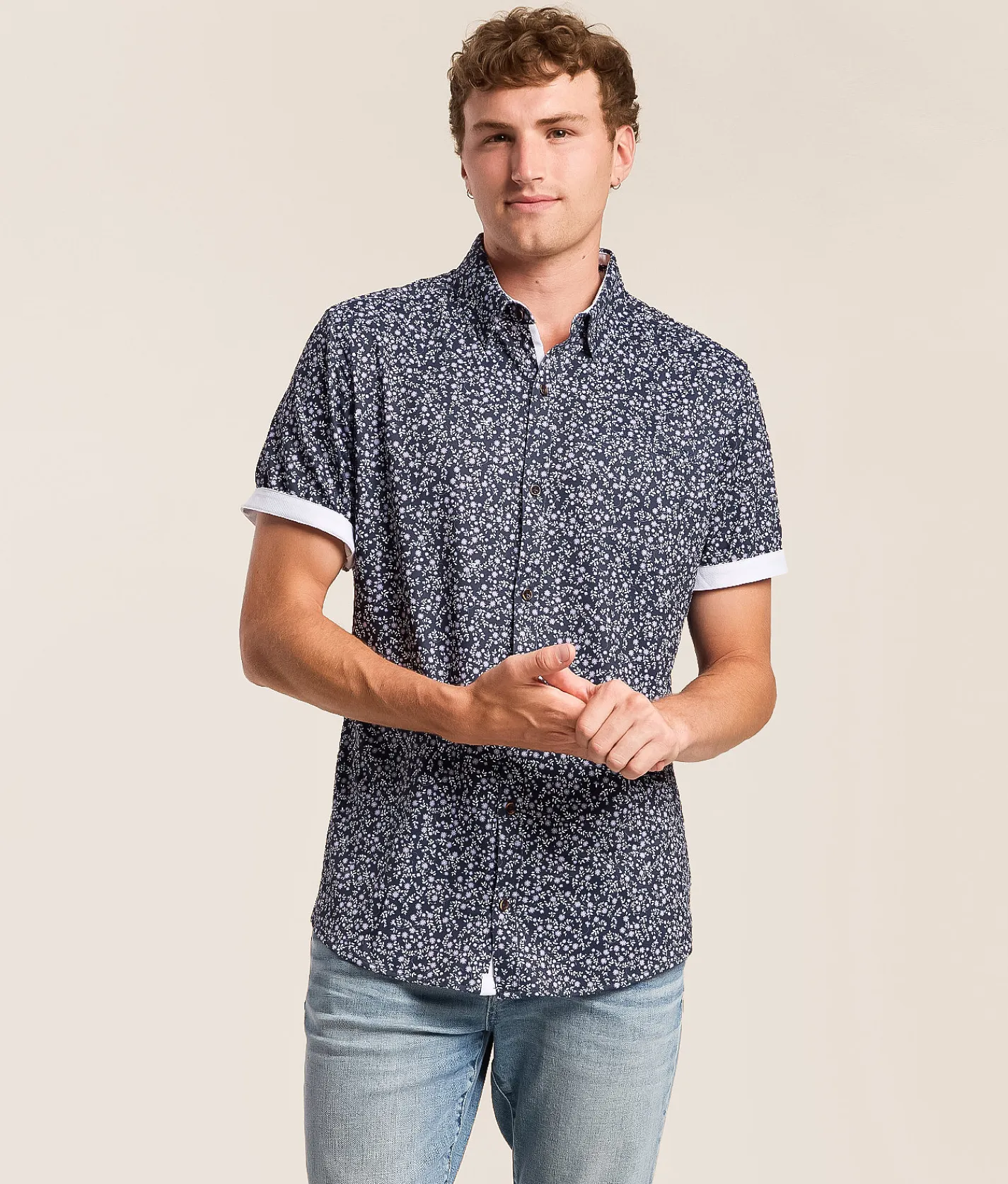Tops | J.B. Holt Standard Performance Stretch Shirt Navy Purple