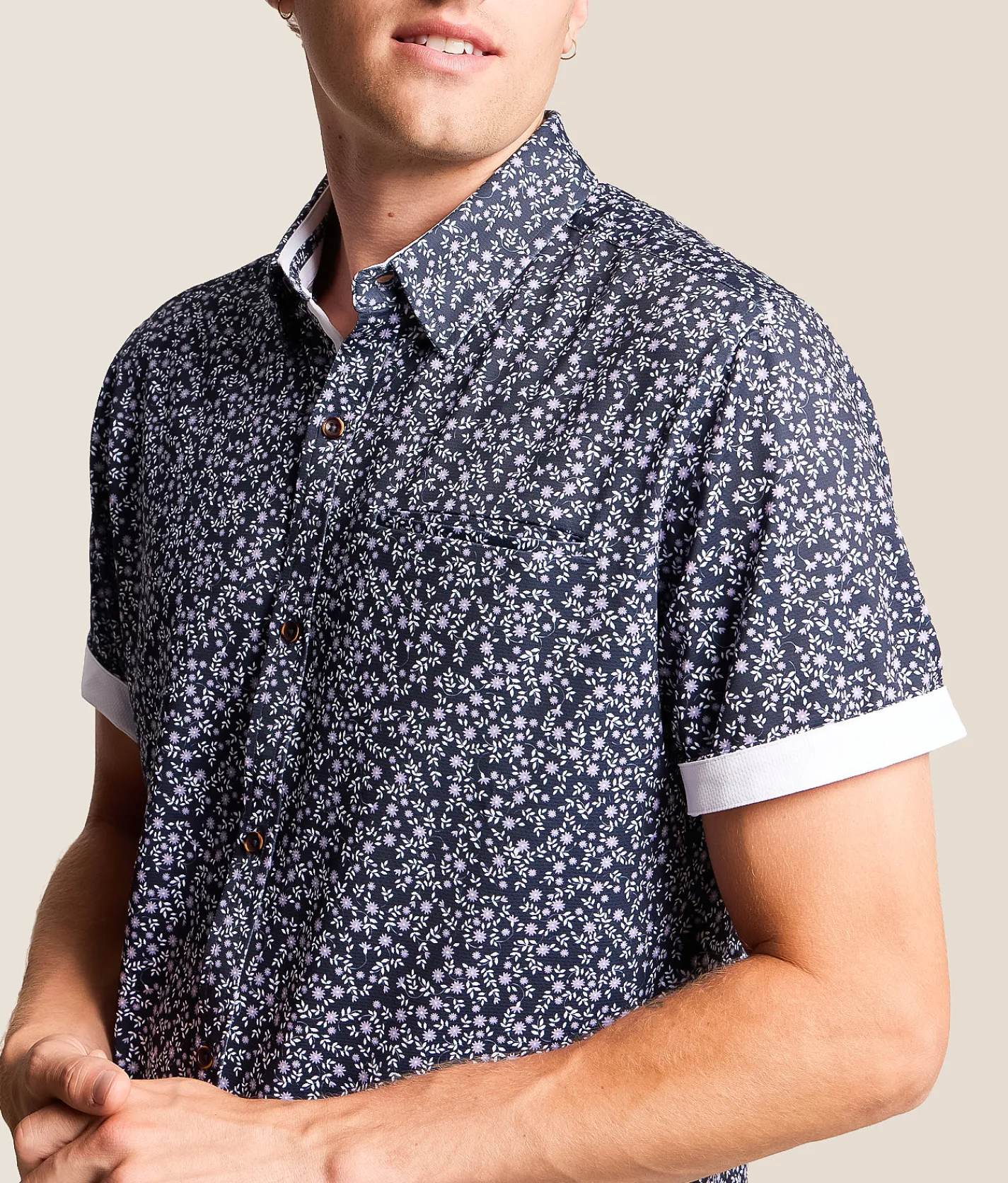 Tops | J.B. Holt Standard Performance Stretch Shirt Navy Purple