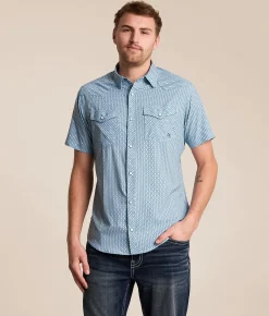 Tops | Gentry County Standard Performance Stretch Shirt Light Blue White