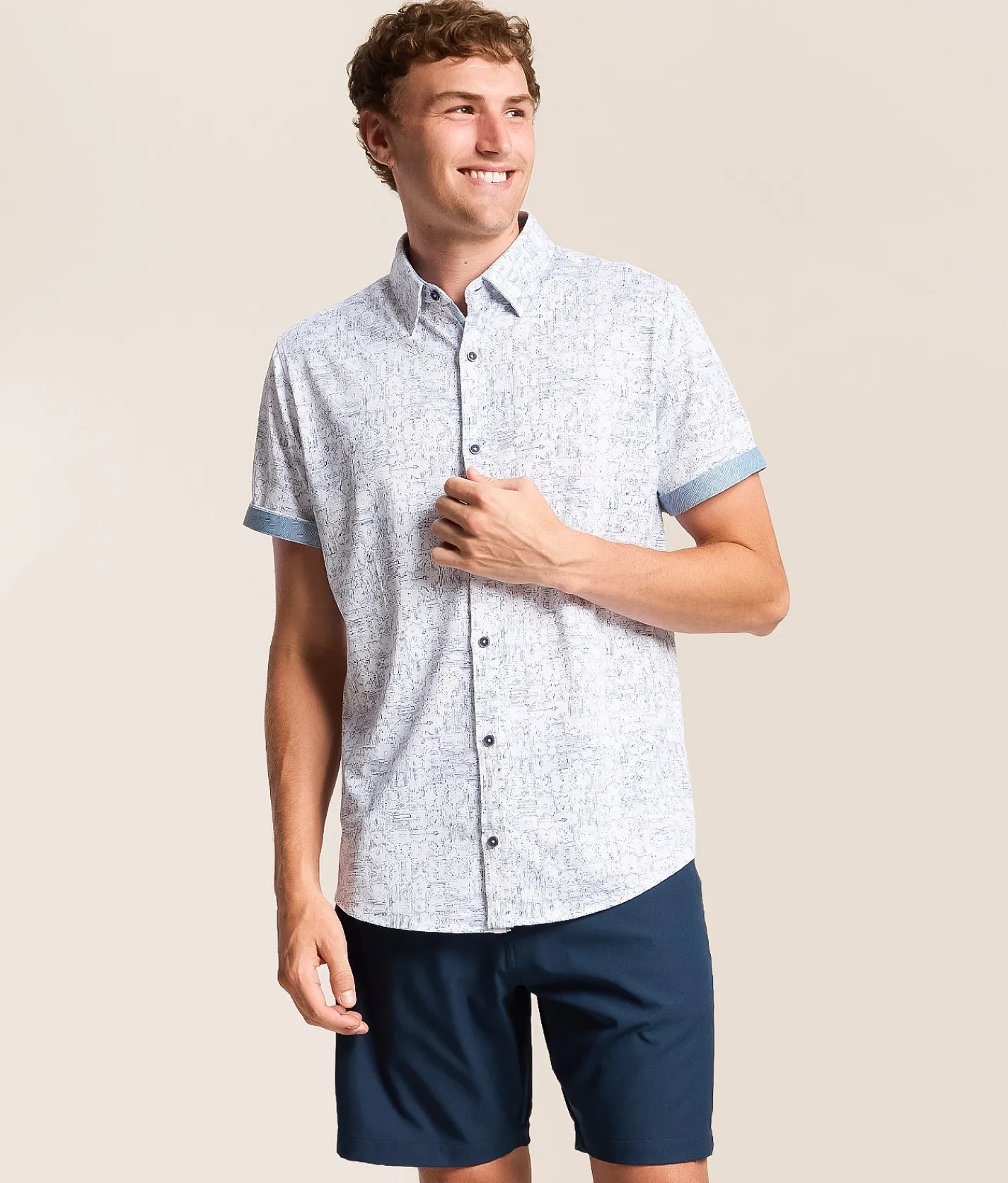 J.B. Holt Standard Performance Stretch Shirt White Navy Best