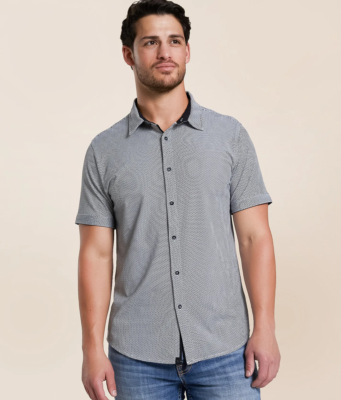 Tops | J.B. Holt Standard Performance Stretch Shirt White Black Tan