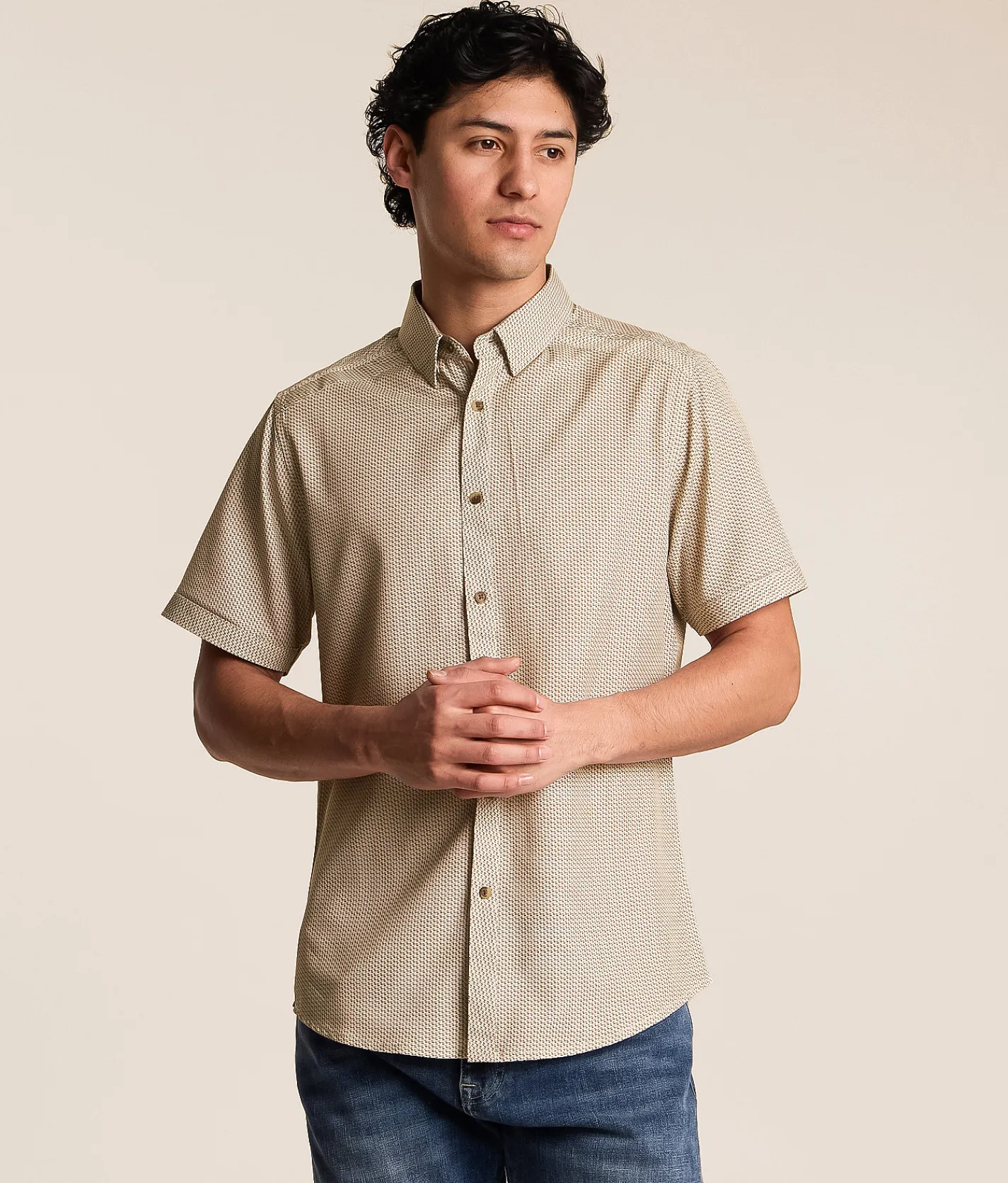 Tops | J.B. Holt Standard Performance Stretch Shirt White Tan