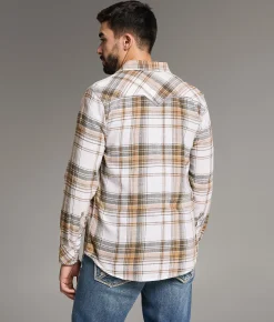 Tops | BKE Standard Plaid Shirt White Tan