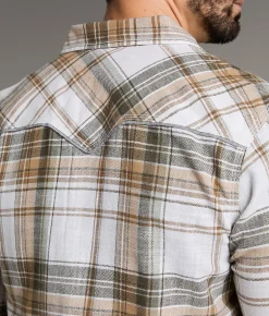 Tops | BKE Standard Plaid Shirt White Tan