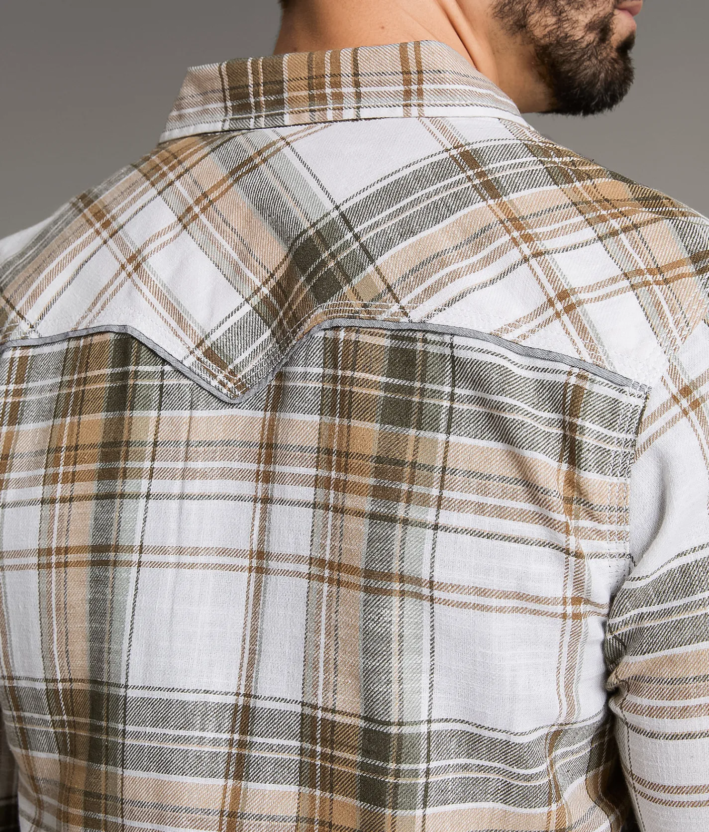 Tops | BKE Standard Plaid Shirt White Tan