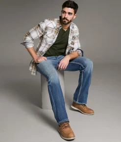 Tops | BKE Standard Plaid Shirt White Tan