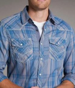 Tops | BKE Vintage Standard Plaid Shirt Taupe Blue