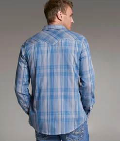 Tops | BKE Vintage Standard Plaid Shirt Taupe Blue